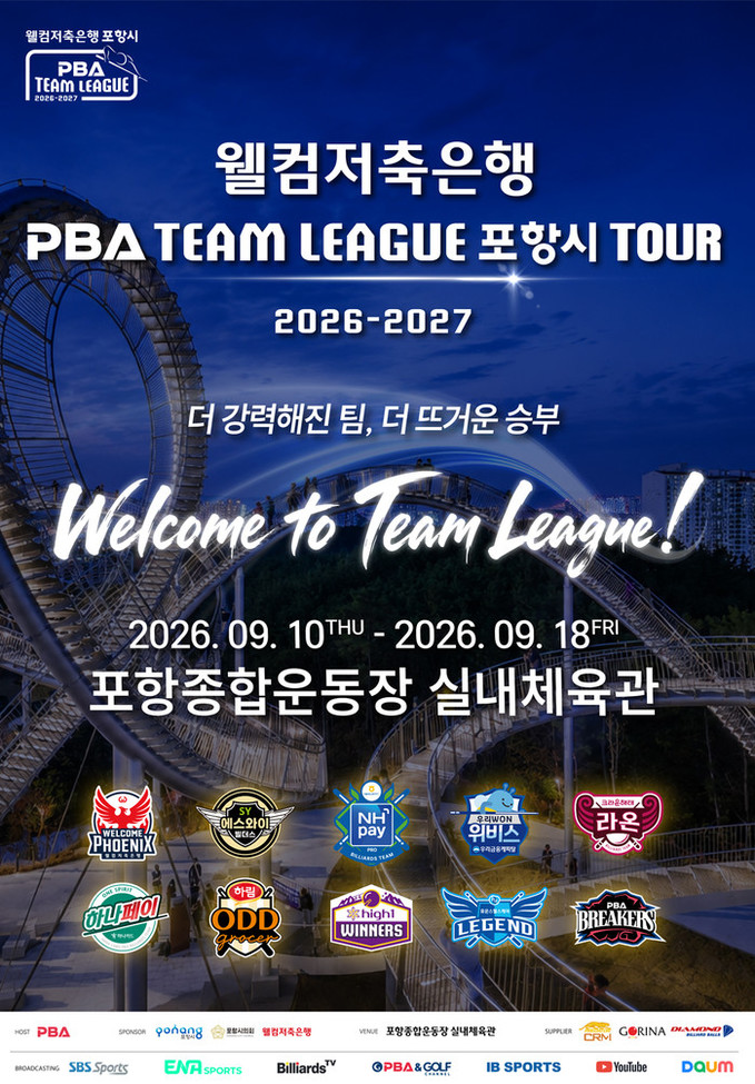 PBA, 10일 경북 포항서 팀리그 3라운드 개최 ‘광명, 화성 다음은 포항!’